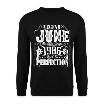 juin 1986. Anniversaire juin 1986 Cadeau juin 1986 - Sweat-shirt Unisexe - noir - Devant - Alina (178cm) & Michal (187cm)