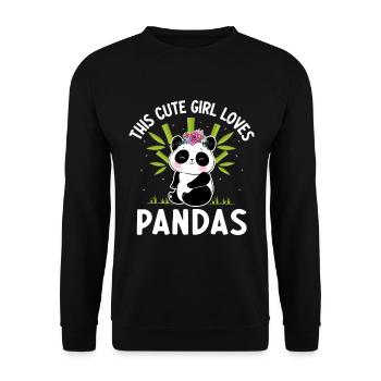 Dieses Süße Mädchen Liebt Pandas Wildtiere - Unisex Pullover - Schwarz - Vorne - Alina (178cm) & Michal (187cm)