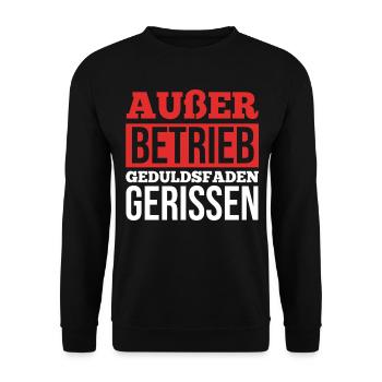 Ausser Betrieb Geduldsfaden gerissen - Unisex Pullover - Schwarz - Vorne - Alina (178cm) & Michal (187cm)