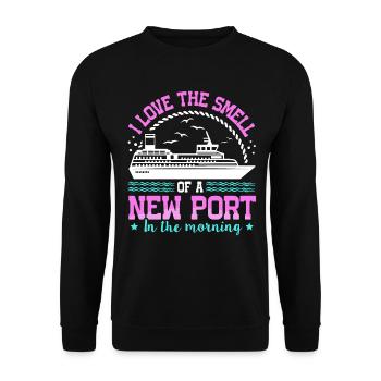 The Smell Of A New Port In The Morning Ship Cruise - Unisex Sweatshirt - black - Front - Alina (178cm) & Michal (187cm)