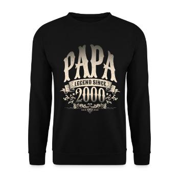 Papa Legend Since 2000 Gift for Proud Fathers - Unisex Sweatshirt - black - Front - Alina (178cm) & Michal (187cm)