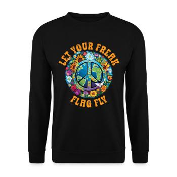 Hippie Peace Sign Peace Flowers Flower Child - Sweat-shirt Unisexe - noir - Devant - Alina (178cm) & Michal (187cm)