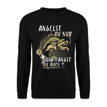 Angeln Fishing Fisher Angelrute Karpfen Rute Fisch - Unisex Pullover - Schwarz - Vorne - Alina (178cm) & Michal (187cm)