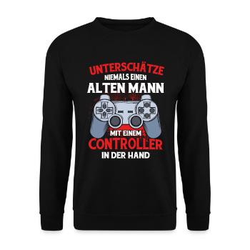 Zocker Geschenk Junge Gamer Controller Zocken - Unisex Pullover - Schwarz - Vorne - Alina (178cm) & Michal (187cm)