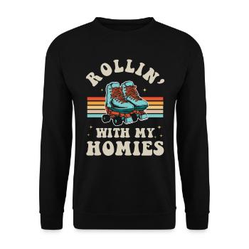 Inline Skate Cadeau Roller Skates Roller 70s - Sweat-shirt Unisexe - noir - Devant - Alina (178cm) & Michal (187cm)