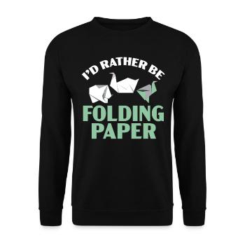 I'd Rather Fold Paper Origami Japanese - Unisex Sweatshirt - black - Front - Alina (178cm) & Michal (187cm)