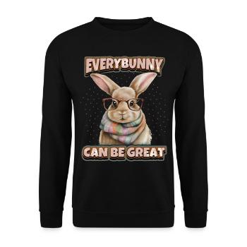 Hase Kaninchen Kawaii Illustration lustiger Spruch - Unisex Pullover - Schwarz - Vorne - Alina (178cm) & Michal (187cm)
