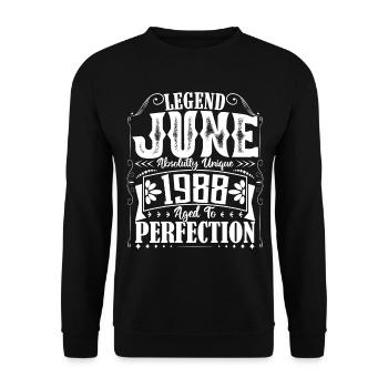 June 1988. Birthday June 1988 Gift June 1988 - Unisex Sweatshirt - black - Front - Alina (178cm) & Michal (187cm)
