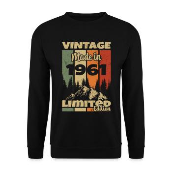 Vintage Rétro 1961 Anniversaire Cadeau 1961 - Sweat-shirt Unisexe - noir - Devant - Alina (178cm) & Michal (187cm)