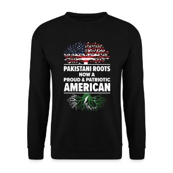 Born Pakistani Pakistan American USA Citizenship - Unisex Sweatshirt - black - Front - Alina (178cm) & Michal (187cm)