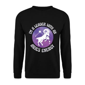 Widder Energie Astrologie Führung Astrologie Fan - Unisex Pullover - Schwarz - Vorne - Alina (178cm) & Michal (187cm)