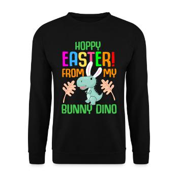 Easter T-rex Dinosaur Rabbit Easter Holiday - Unisex Sweatshirt - black - Front - Alina (178cm) & Michal (187cm)
