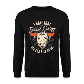 Taurus Energie Konstellation Astrologische Stier - Unisex Pullover - Schwarz - Vorne - Alina (178cm) & Michal (187cm)