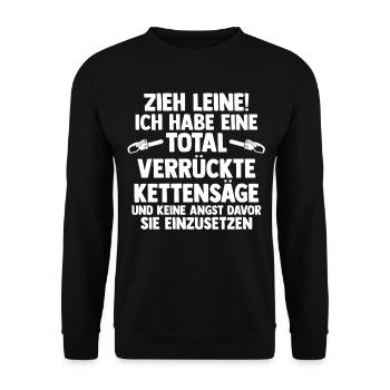 Baumfäller Holzfäller Zimmermann Kettensäge - Unisex Pullover - Schwarz - Vorne - Alina (178cm) & Michal (187cm)
