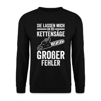 Baumfäller Holzfäller Kettensäge Zimmermann - Unisex Pullover - Schwarz - Vorne - Alina (178cm) & Michal (187cm)