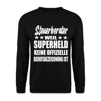 Steuerberater Superheld Spruch - Unisex Pullover - Schwarz - Vorne - Alina (178cm) & Michal (187cm)