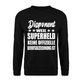 Disponent Superheld Spruch - Unisex Pullover - Schwarz - Vorne - Alina (178cm) & Michal (187cm)