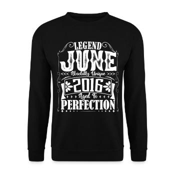 juin 2016. Anniversaire juin 2016 Cadeau juin 2016 - Sweat-shirt Unisexe - noir - Devant - Alina (178cm) & Michal (187cm)