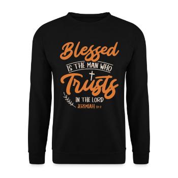 is the man who is counting on the Lord Jesus - Unisex Sweatshirt - black - Front - Alina (178cm) & Michal (187cm)