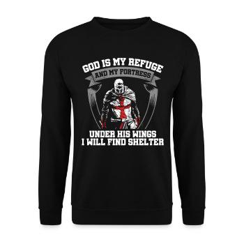 God is my refuge Knights Templar Christian - Unisex Sweatshirt - black - Front - Alina (178cm) & Michal (187cm)