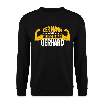 Gerhard Der Mann Der Alles Kann Vorname Gerhard - Unisex Pullover - Schwarz - Vorne - Alina (178cm) & Michal (187cm)