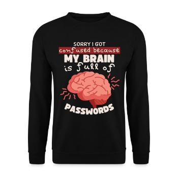 Mots de passe oubliés Mot de passe Nerd informatique disant - Sweat-shirt Unisexe - noir - Devant - Alina (178cm) & Michal (187cm)