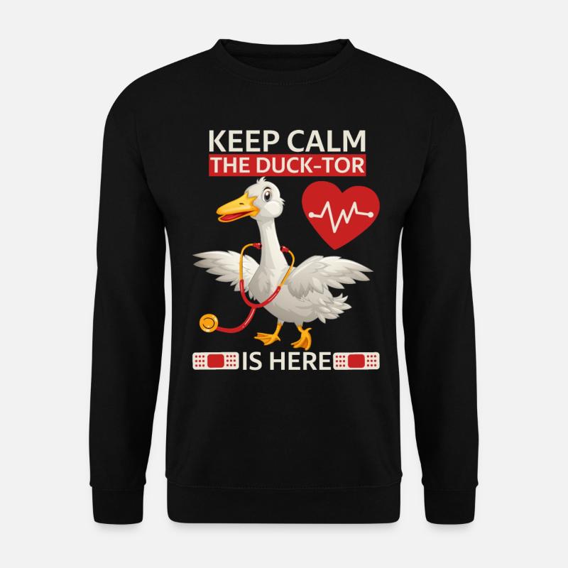 Doktor Arzt Witz, Comic Ente, lustiger Spruch, Pun - Unisex Pullover - Schwarz