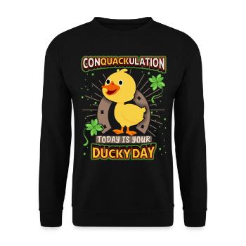 Comic Duck, Funny Saying, Pun - Unisex Sweatshirt - black - Front - Alina (178cm) & Michal (187cm)
