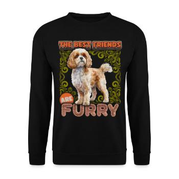Cavapoo dog vintage illustration, funny saying - Unisex Sweatshirt - black - Front - Alina (178cm) & Michal (187cm)