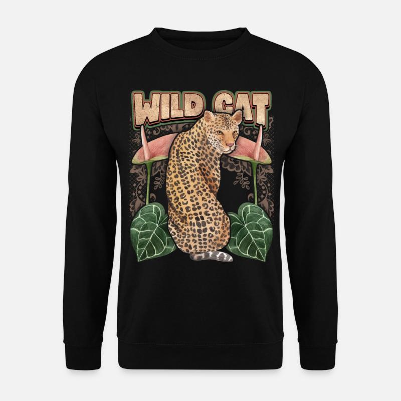 Léopard, Chat exotique à l’anthurium vintage - Sweat-shirt Unisexe - noir