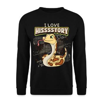 Kawaii snake in comic style, funny saying - Unisex Sweatshirt - black - Front - Alina (178cm) & Michal (187cm)