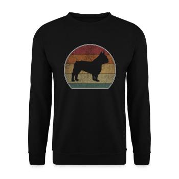 Retro French Bulldog Französische Bulldogge - Unisex Pullover - Schwarz - Vorne - Alina (178cm) & Michal (187cm)