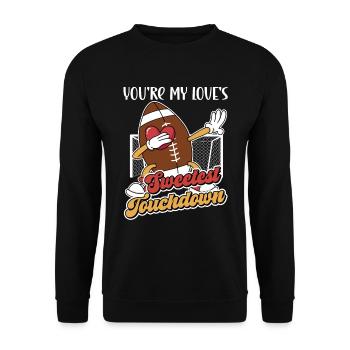 Valentinstag Fußball Paar Rugby Sport Liebe - Unisex Pullover - Schwarz - Vorne - Alina (178cm) & Michal (187cm)