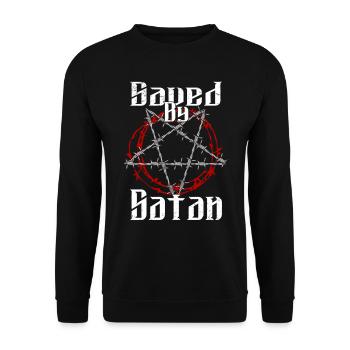 Satan Beelzebub Devil Gothic Pentagram Mystical - Unisex Sweatshirt - black - Front - Alina (178cm) & Michal (187cm)