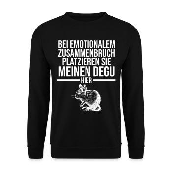 Platzieren Sie meinen Degu hier - Unisex Pullover - Schwarz - Vorne - Alina (178cm) & Michal (187cm)