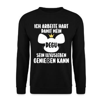 Ich arbeite hart damit mein Degu - Unisex Pullover - Schwarz - Vorne - Alina (178cm) & Michal (187cm)