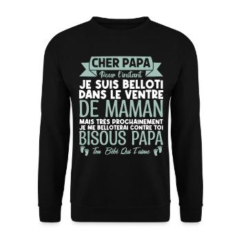 Cadeau annonce grossesse papa. cadeau futur papa. - Sweat-shirt Unisexe - noir - Devant - Alina (178cm) & Michal (187cm)