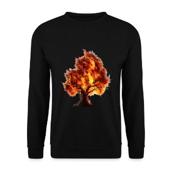 Baum in Flammen - Unisex Pullover - Schwarz - Vorne - Alina (178cm) & Michal (187cm)