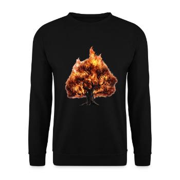 Baum in Flammen - Unisex Pullover - Schwarz - Vorne - Alina (178cm) & Michal (187cm)