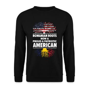 Born Romanian Romania American USA Citizenship - Unisex Sweatshirt - black - Front - Alina (178cm) & Michal (187cm)