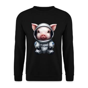 Cochon en tant qu’astronaute - Sweat-shirt Unisexe - noir - Devant - Alina (178cm) & Michal (187cm)