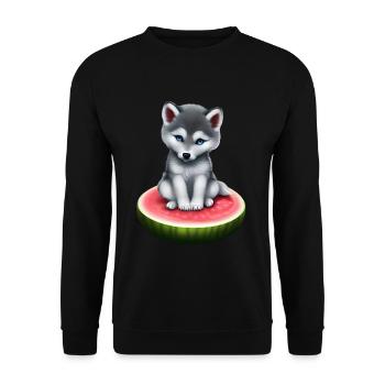 Watermelon Wolf - Unisex Sweatshirt - black - Front - Alina (178cm) & Michal (187cm)