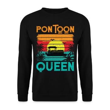 Retro Vintage Style Pontoon Queen - Unisex Sweatshirt - black - Front - Alina (178cm) & Michal (187cm)