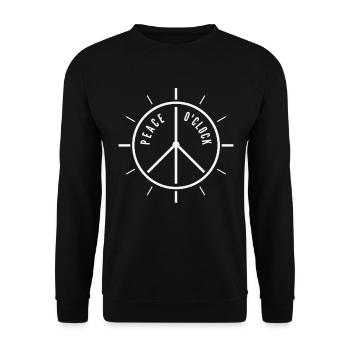 Frieden Liebhaber Uhr Frieden Zeit Optimistisch - Unisex Pullover - Schwarz - Vorne - Alina (178cm) & Michal (187cm)