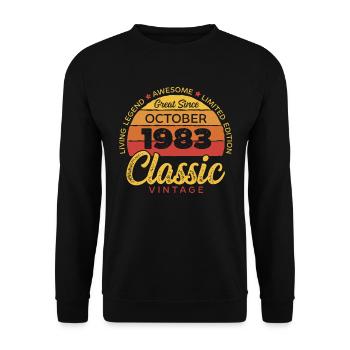 Rétro 40 ans Octobre 1983 Anniversaire Millésime - Sweat-shirt Unisexe - noir - Devant - Alina (178cm) & Michal (187cm)