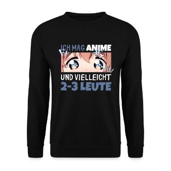Sarkastisches Kawaii Statement für Manga-Liebhaber - Unisex Pullover - Schwarz - Vorne - Alina (178cm) & Michal (187cm)