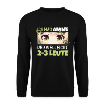 Sarkastisches Kawaii Statement für Manga-Liebhaber - Unisex Pullover - Schwarz - Vorne - Alina (178cm) & Michal (187cm)
