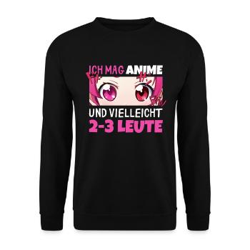 Sarkastisches Kawaii Statement für Manga-Liebhaber - Unisex Pullover - Schwarz - Vorne - Alina (178cm) & Michal (187cm)