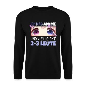 Sarkastisches Kawaii Statement für Manga-Liebhaber - Unisex Pullover - Schwarz - Vorne - Alina (178cm) & Michal (187cm)