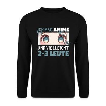 Sarkastisches Kawaii Statement für Manga-Liebhaber - Unisex Pullover - Schwarz - Vorne - Alina (178cm) & Michal (187cm)